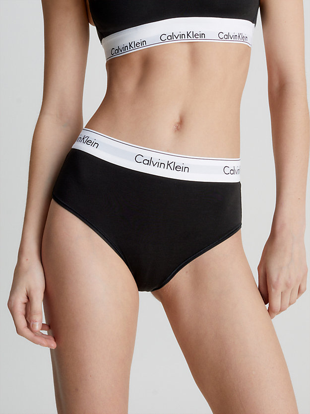 BLACK High Waisted Bikini Brief - Modern Cotton for women CALVIN KLEIN