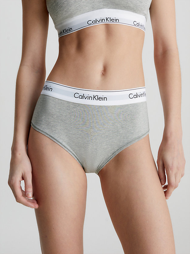 GREY HEATHER High Waisted Bikini Brief - Modern Cotton for women CALVIN KLEIN
