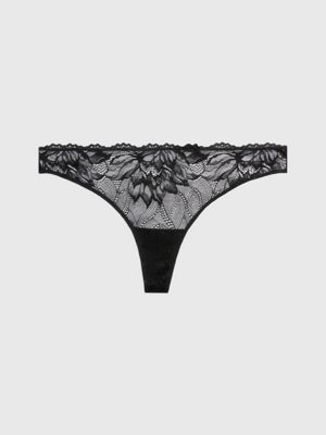  Calvin Klein Women`s Thongs 3 Pack (Black(QP2141-906