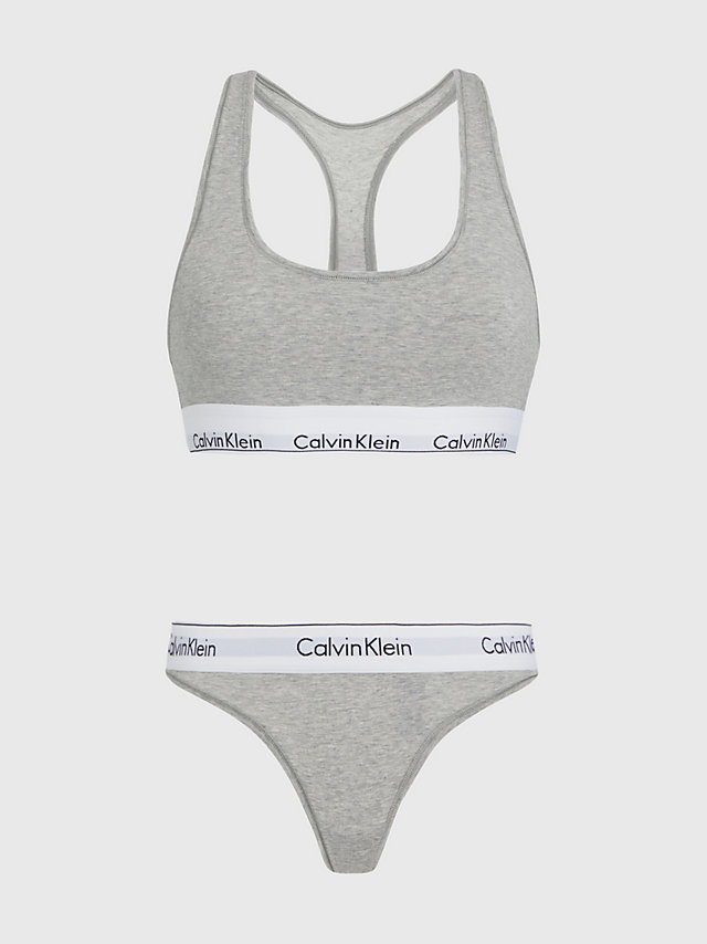 Grey Heather Bralette And Thong Set - Modern Cotton undefined women Calvin Klein