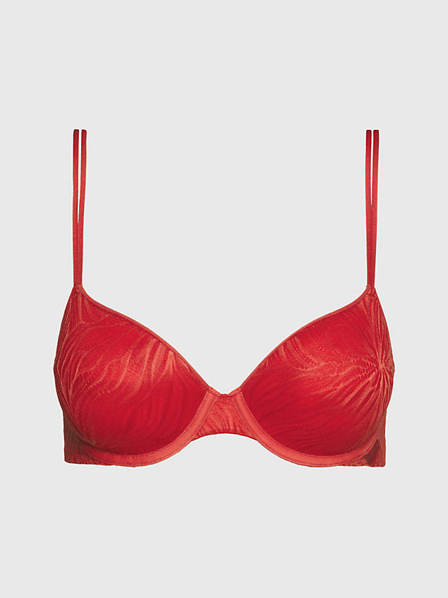 red demi t-shirt bra - sheer marquisette for women calvin klein