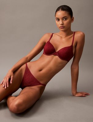red demi t-shirt bra - sheer marquisette for women calvin klein