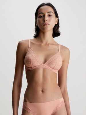beige plunge bra - ultra soft lace for women calvin klein