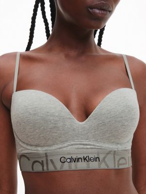 Calvin Klein embossed icon cotton blend push up bralette with logo