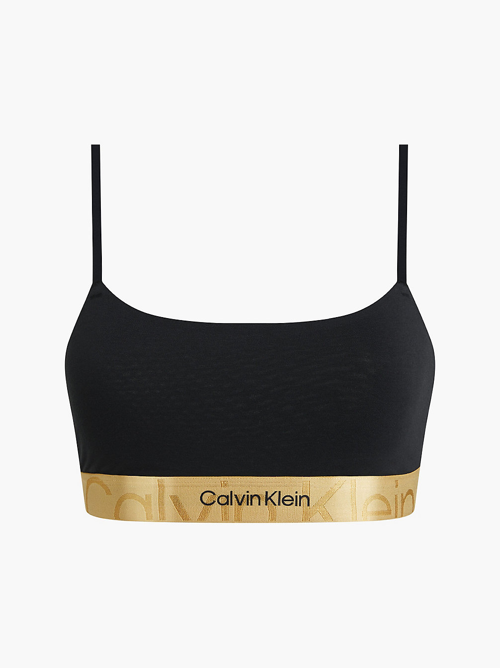 BLACK W. OLD GOLD WSB > Bralette - Embossed Icon > undefined dames - Calvin Klein