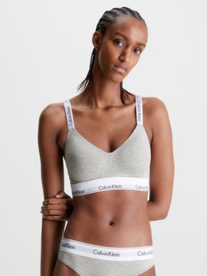 Calvin Klein Modern Cotton Lined Padded Bralette Bra Grey Heather Size L NWT