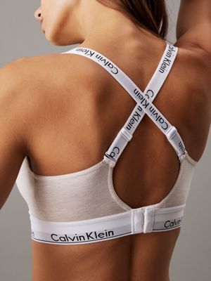 oatmeal heather full cup bralette - modern cotton for women calvin klein