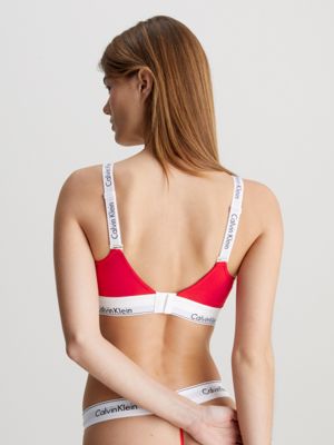 Calvin Klein Embossed Icon cotton blend push-up bralette with logo  underband in red