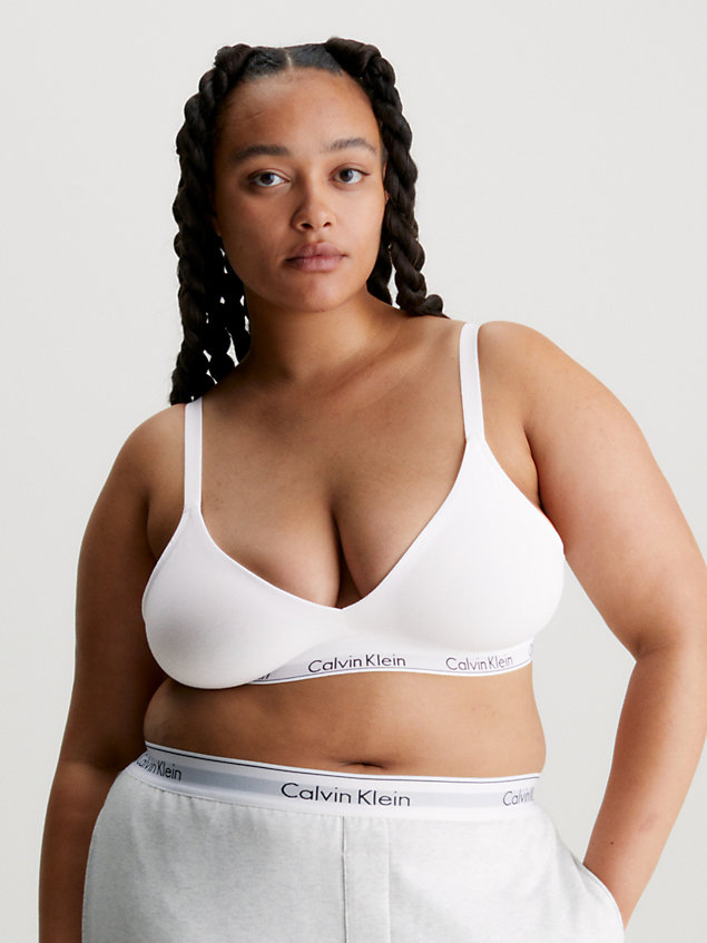 white plus size triangle bra - modern cotton for women calvin klein