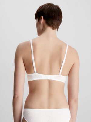 Calvin Klein Sheer Marquisette With Lace Thong In White