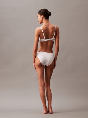 Calvin Klein Sheer Marquisette With Lace Thong In White