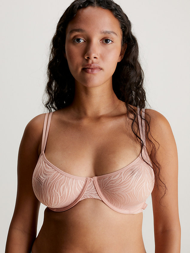 pink demi bra - sheer marquisette for women calvin klein