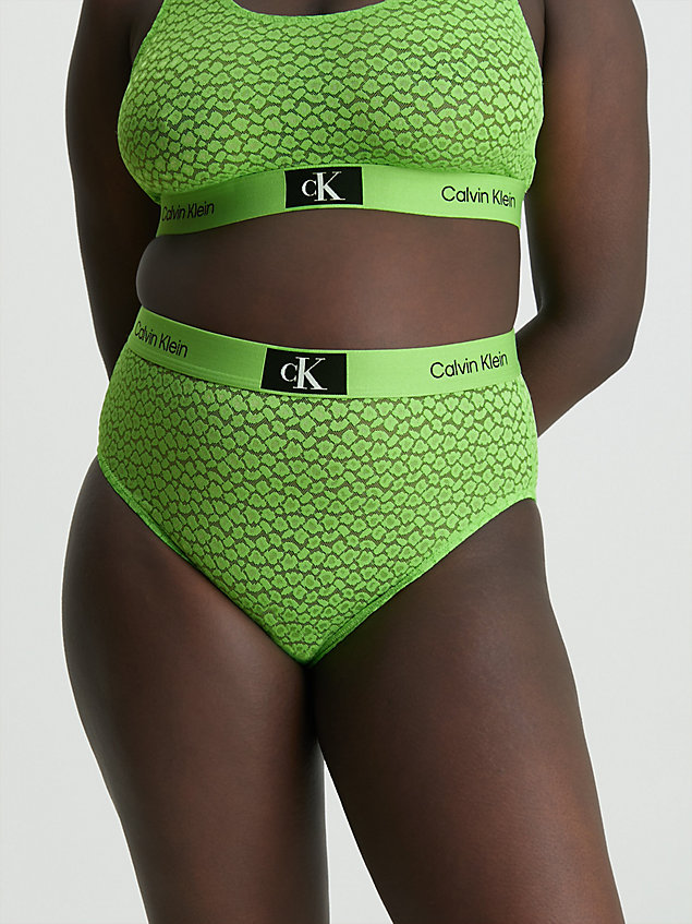 green lace high waisted bikini briefs - ck96 for women calvin klein