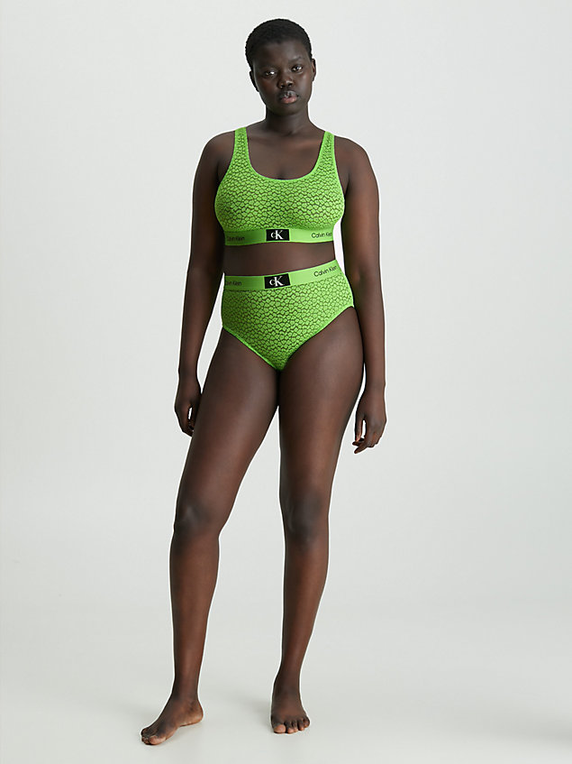 green spitzen-bikinislip mit hoher taille - ck96 für damen - calvin klein