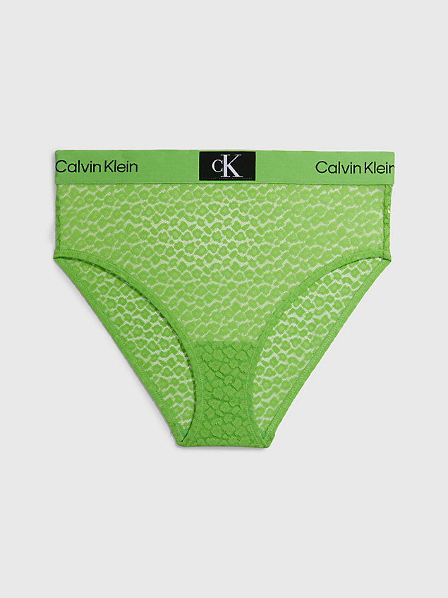green spitzen-bikinislip mit hoher taille - ck96 für damen - calvin klein