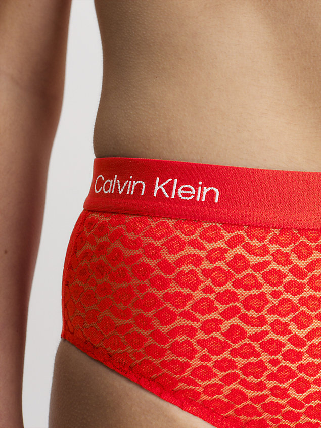 red lace high waisted bikini briefs - ck96 for women calvin klein