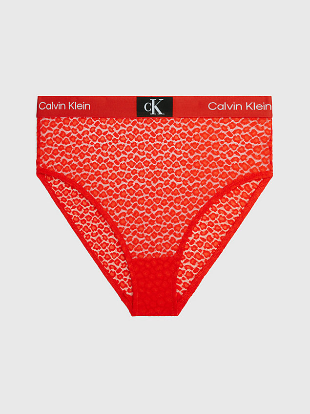 red spitzen-bikinislip mit hoher taille - ck96 für damen - calvin klein