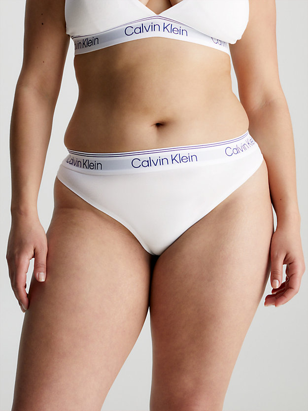 WHITE Tanga - Athletic Cotton de mujeres CALVIN KLEIN