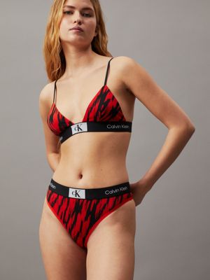 Calvin Klein Underwear Women's 2 Pack Thong, Red/Black, S, Red