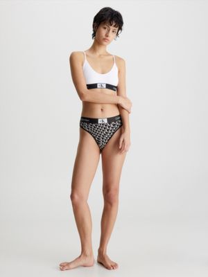 WARPED LOGO/BLACK Thong - CK96 for women CALVIN KLEIN