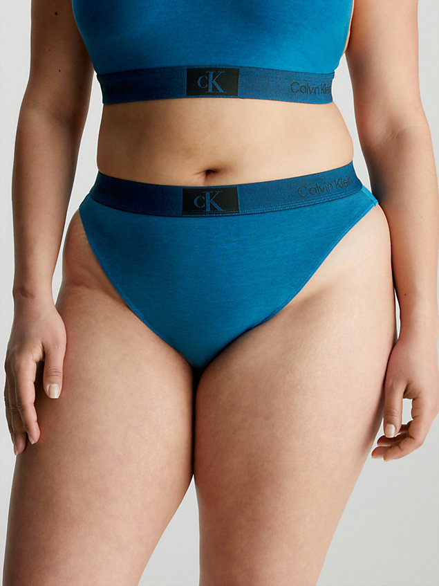 culotte brésilienne taille haute - ck96 blue pour femmes calvin klein