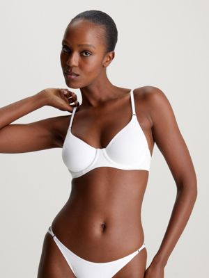 classic white demi plunge bra - minimalist for women calvin klein