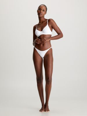 classic white demi plunge bra - minimalist for women calvin klein