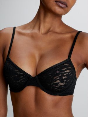 Buy Calvin Klein Black Lace Trimmed Demi Bra from Next Luxembourg