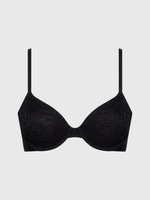 Calvin Klein Womens Zip Back Lazer-Logo Bralette Bra Black QF4195
