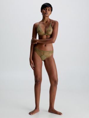 Calvin Klein, Floral Lace Bikini Brief, Dusky Green