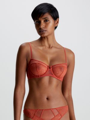 CHAINSTORE RED LACE UNDERWIRED MOULDED PUSH UP BALCONY BRA SIZE 34B CUP