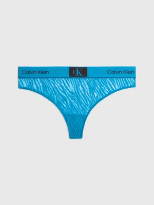 Calvin Klein Women Thong Tanga, Blue (Spectrum Blue), XS 