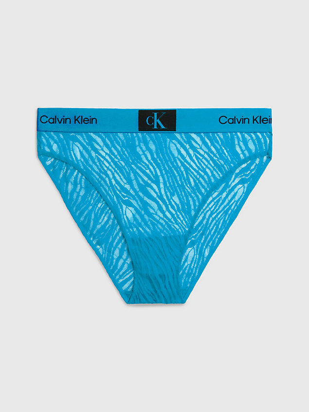 blue spitzen-bikinislip mit hoher taille - ck96 für damen - calvin klein
