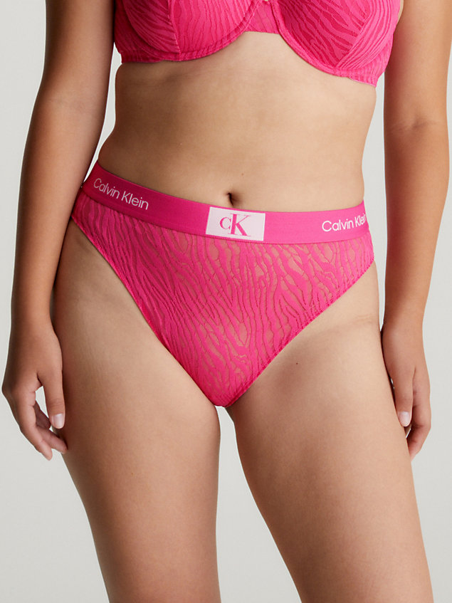 pink spitzen-bikinislip mit hoher taille - ck96 für damen - calvin klein
