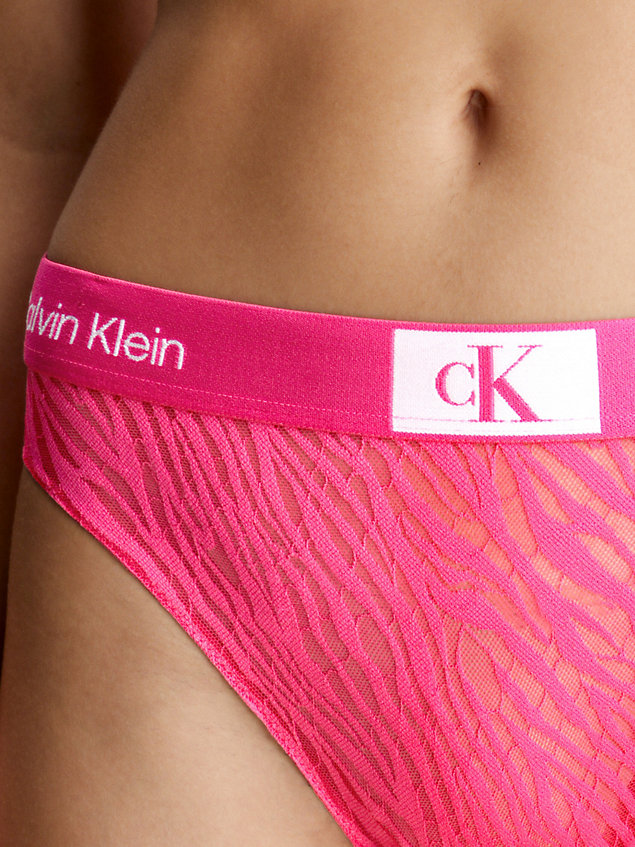 pink spitzen-bikinislip mit hoher taille - ck96 für damen - calvin klein