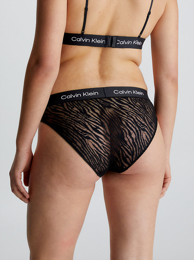 black spitzen-bikinislip mit hoher taille - ck96 für damen - calvin klein