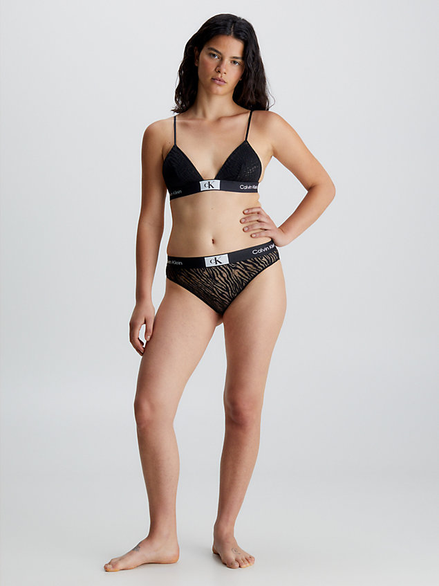 black spitzen-bikinislip mit hoher taille - ck96 für damen - calvin klein