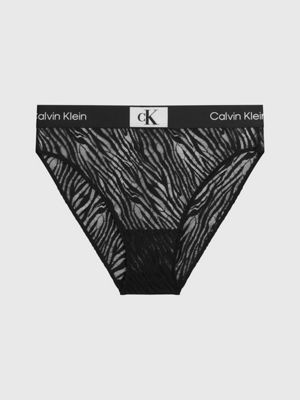 Calvin Klein 1996 Animal Lace High Waist Knickers, Black, XS