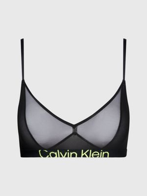 Calvin Klein Burnout Floral-pattern Semi-sheer Mesh Bralette in Black