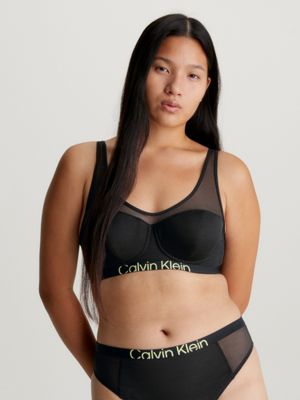 Calvin Klein CK One Logo Mesh Plus Bralette - Belle Lingerie