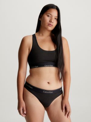 Calvin Klein - Women's Cotton Bralette and Thong Underwear Set (Black,  Medium)