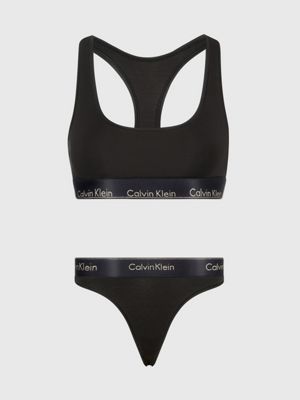Calvin Klein Women's Modern Cotton Bralette and Bikini Set - black