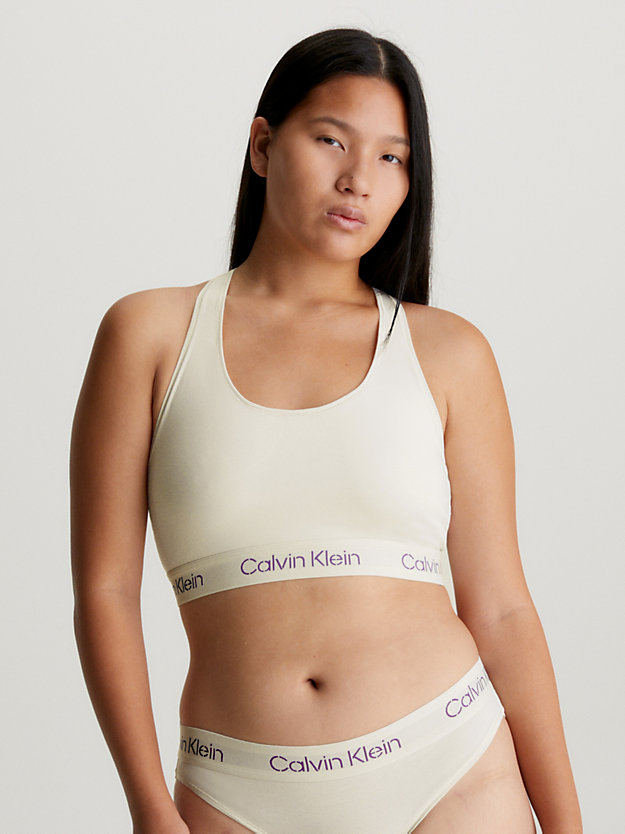 corpiño - modern cotton bone white/sunset purple logo de mujeres calvin klein