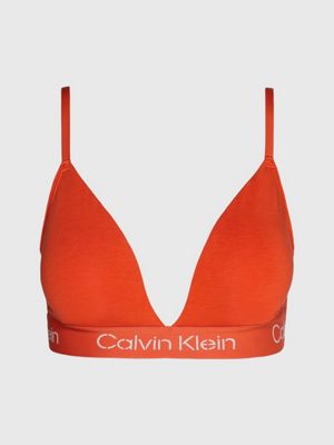 NWT Calvin Klein Gray Neon Orange Bra CK Logo Bralette XS