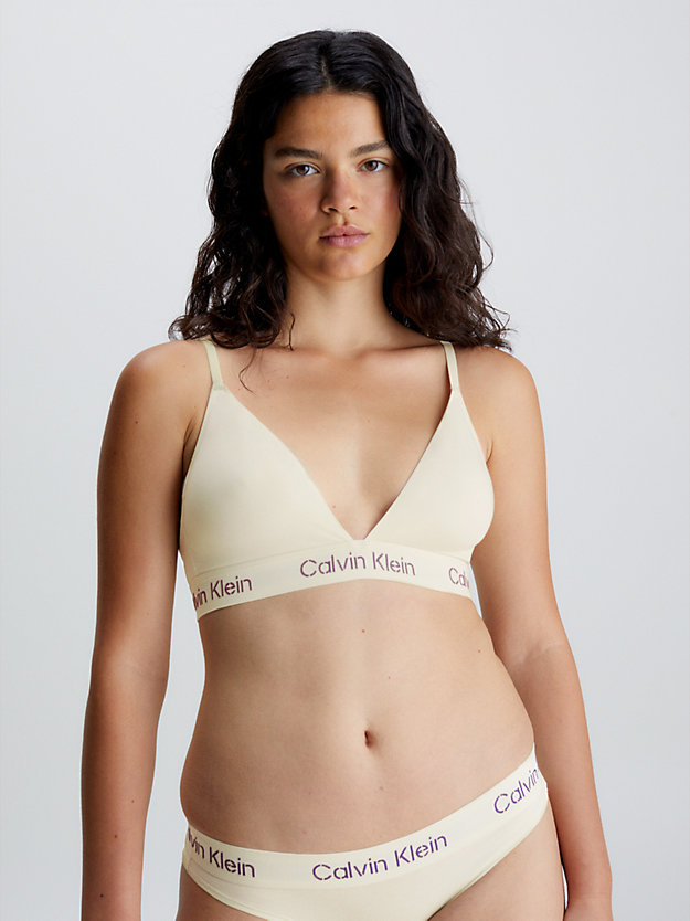 soutien-gorge triangle - modern cotton bone white/sunset purple logo pour femmes calvin klein