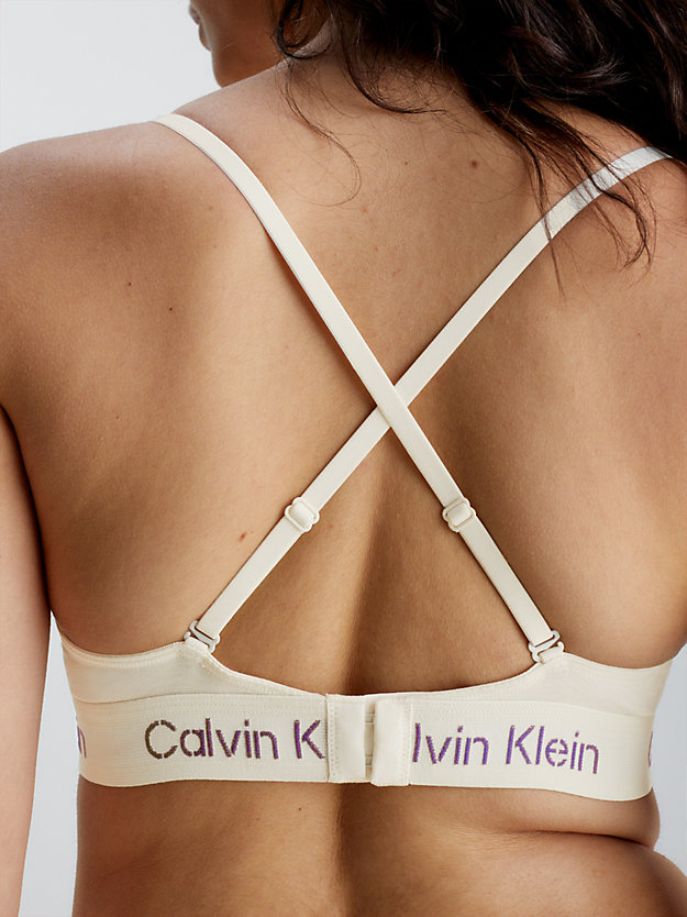 bone white/sunset purple logo triangle bra - modern cotton for women calvin klein