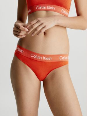 Calvin Klein Women's Modern Cotton Stretch Thong Panties, Scotish Plaid +  Rouge/Sundried Tomato, S