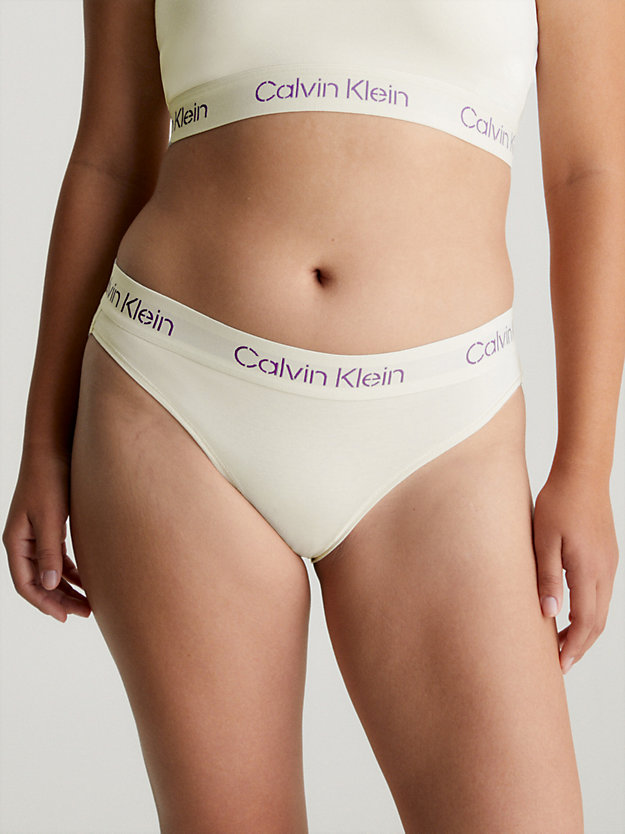 slip bikini - modern cotton bone white/sunset purple logo da donna calvin klein