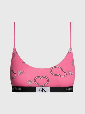 CALVIN KLEIN - Women's bralette with heart print - pink - 000QF7477EKCC