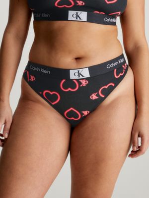 CALVIN KLEIN - Women's thong with heart print - black - 000QF7479EH1R